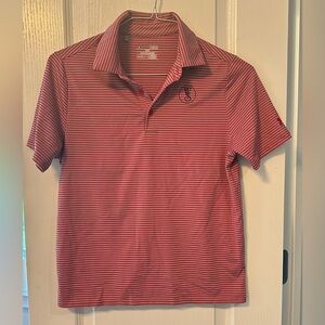 Youth Large Red and Gray Striped Polo/Golf Shirt